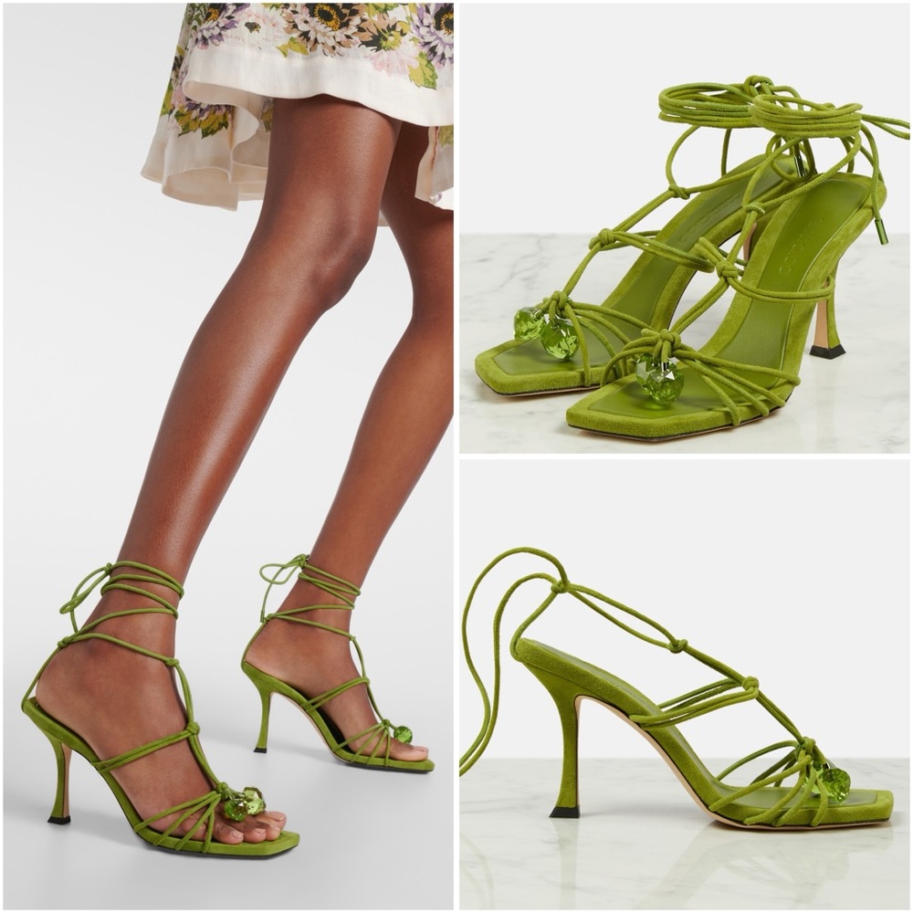 New JIMMY CHOO Jemma 90 embellished suede sandals $1,125 37.5